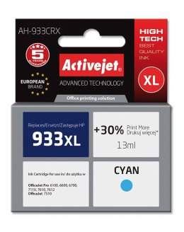 Activejet AH-933CRX Tusz (zamiennik HP 933XL CN054AE; Premium; 13 ml; niebieski)