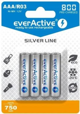 Akumulatorki AAA / R03 Ni-MH everActive 800mAh Silver Line (box 4 szt.)