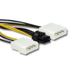 Qoltec Adapter 2x MOLEX żeński/ PCI-E 6pin męski | 15cm