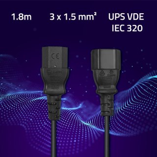 Qoltec Kabel zasilający do UPS | C13/C14 | 3x1.5mm² | 1.8m