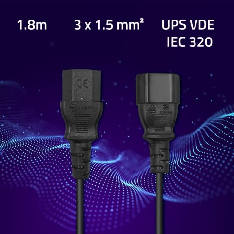 Qoltec Kabel zasilający do UPS | C13/C14 | 3x1.5mm² | 1.8m