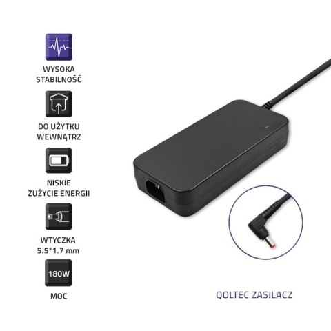 Qoltec Zasilacz do Acer 180W | 19.5V | 9.23A | 5.5*1.7 | +kabel zasilający