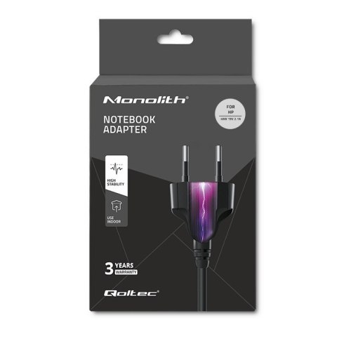 Qoltec Zasilacz do laptopa HP 40W | 19V | 2.1A | 4.5*3.0+pin | +kabel zasilający