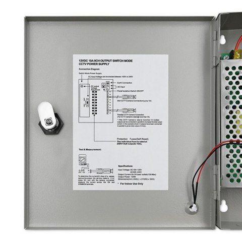 Qoltec Zasilacz impulsowy 12VDC | 10A | 120W| 9 kanałów